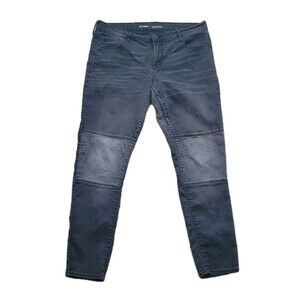 Old Navy Rockstar Jeans Womens 12 Faded Black Mid Rise Bikercore Grunge Skinny